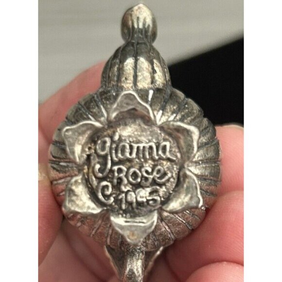 Vintage Gianna Rose 1995 Mini pewter Teapot Rose hinged Lid Pill box Trinket - Picture 2 of 11